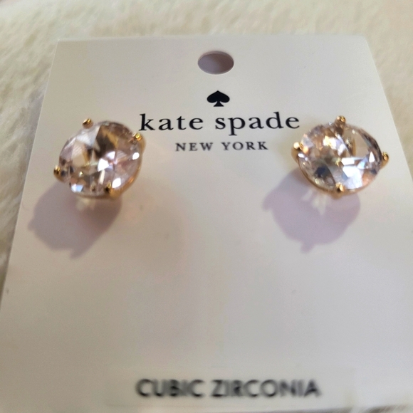 Kate Spade Gold and Clear Stud Earrings - Picture 3 of 5